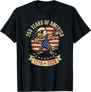 250 Years of America Dabbing Eagle 1776 2026 4th of July T-Shirt - T-Shirt | Black