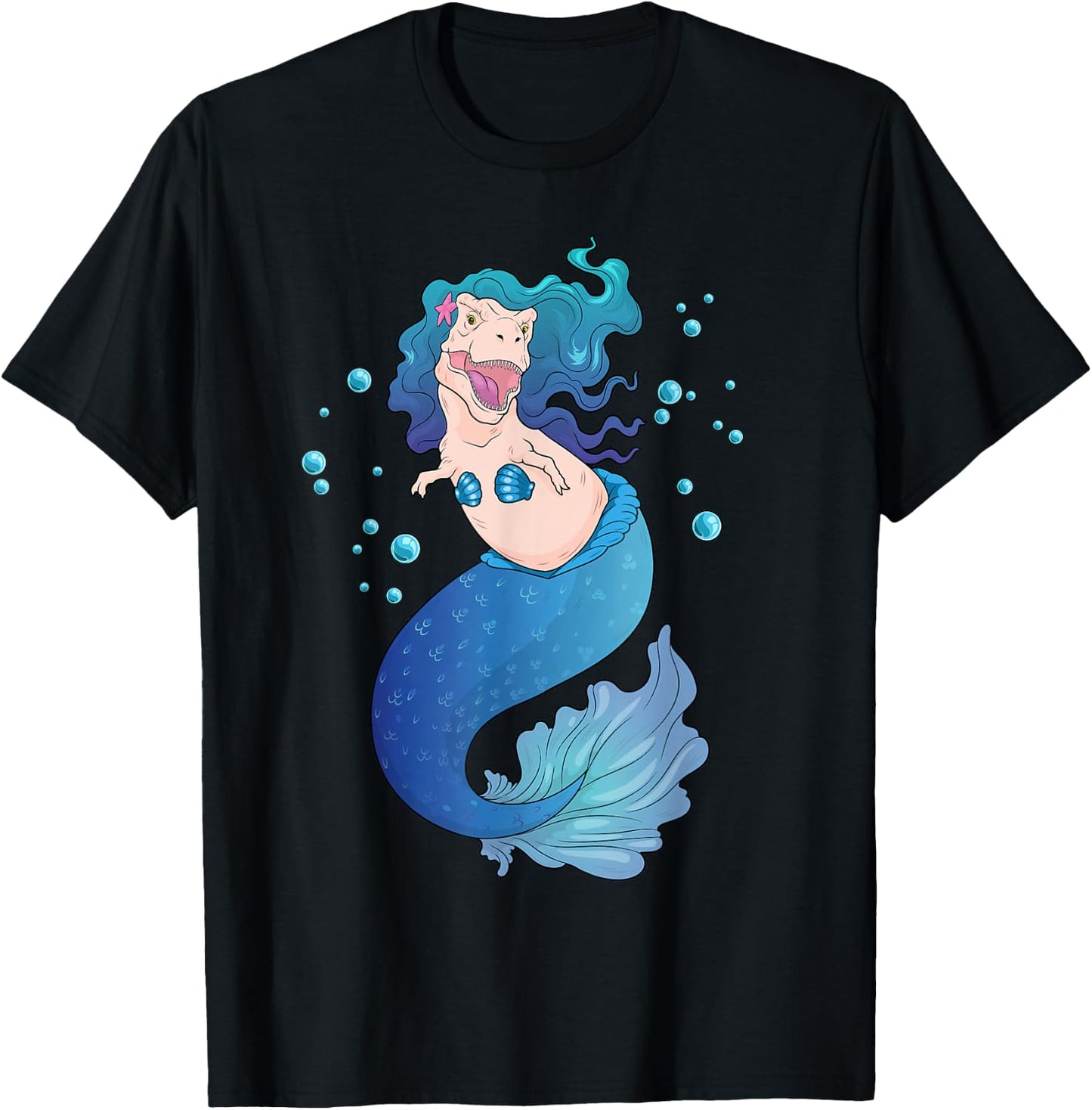 Mermaid Dinosaur Shirt Mermsaurus T-Rex Funny Sea Rex T-Shirt - T-Shirt | Black
