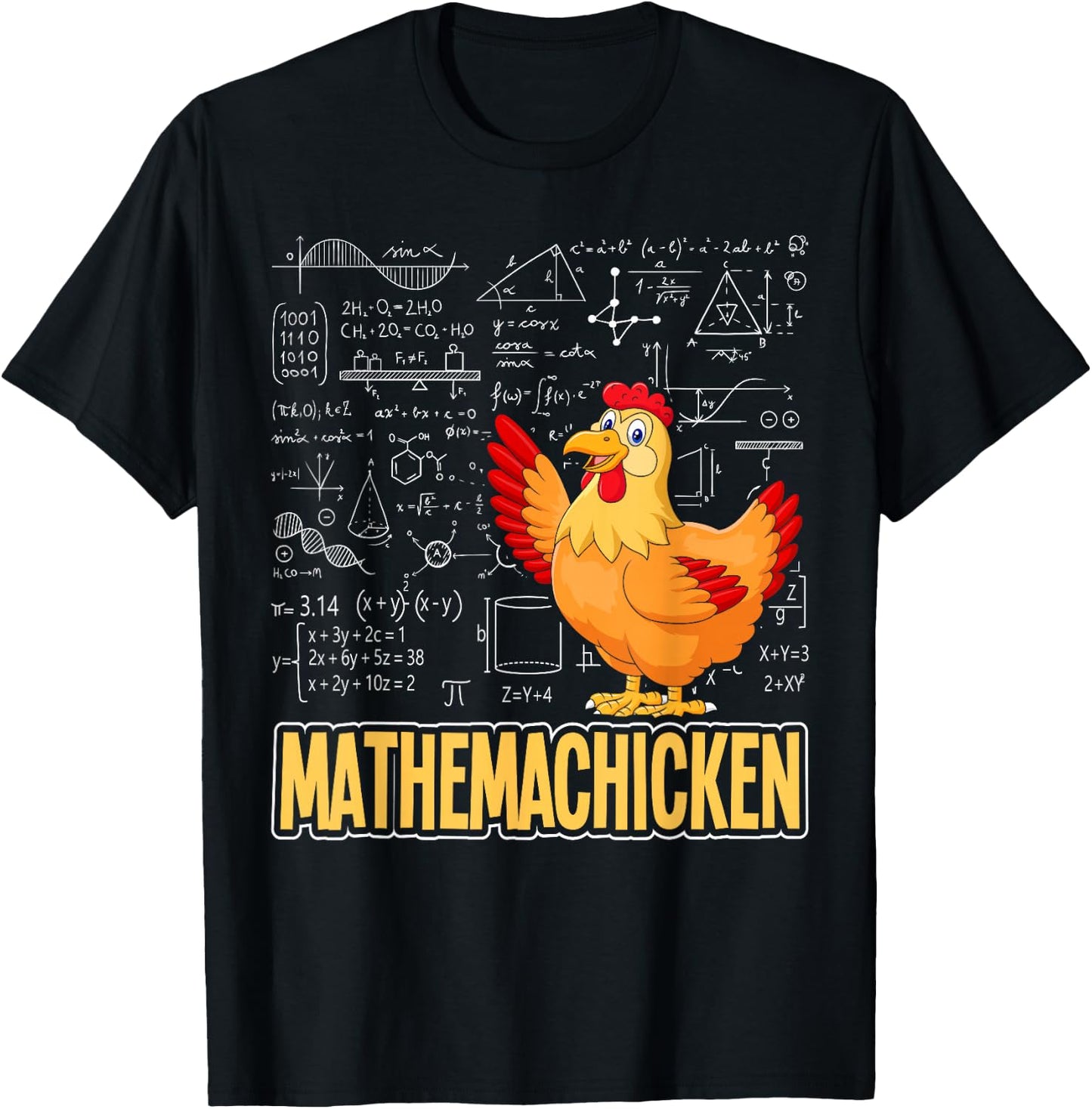 Mathemachicken - Chicken Math Lover Animal Poultry Owner T-Shirt - T-Shirt | Black