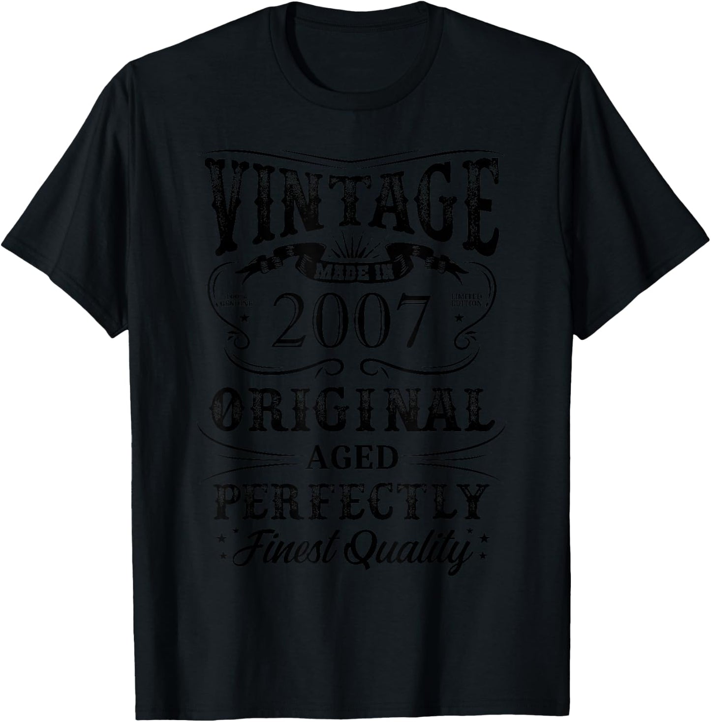 Vintage 2007 Legendary Since 2007 , grey, S T-Shirt - T-Shirt | Black