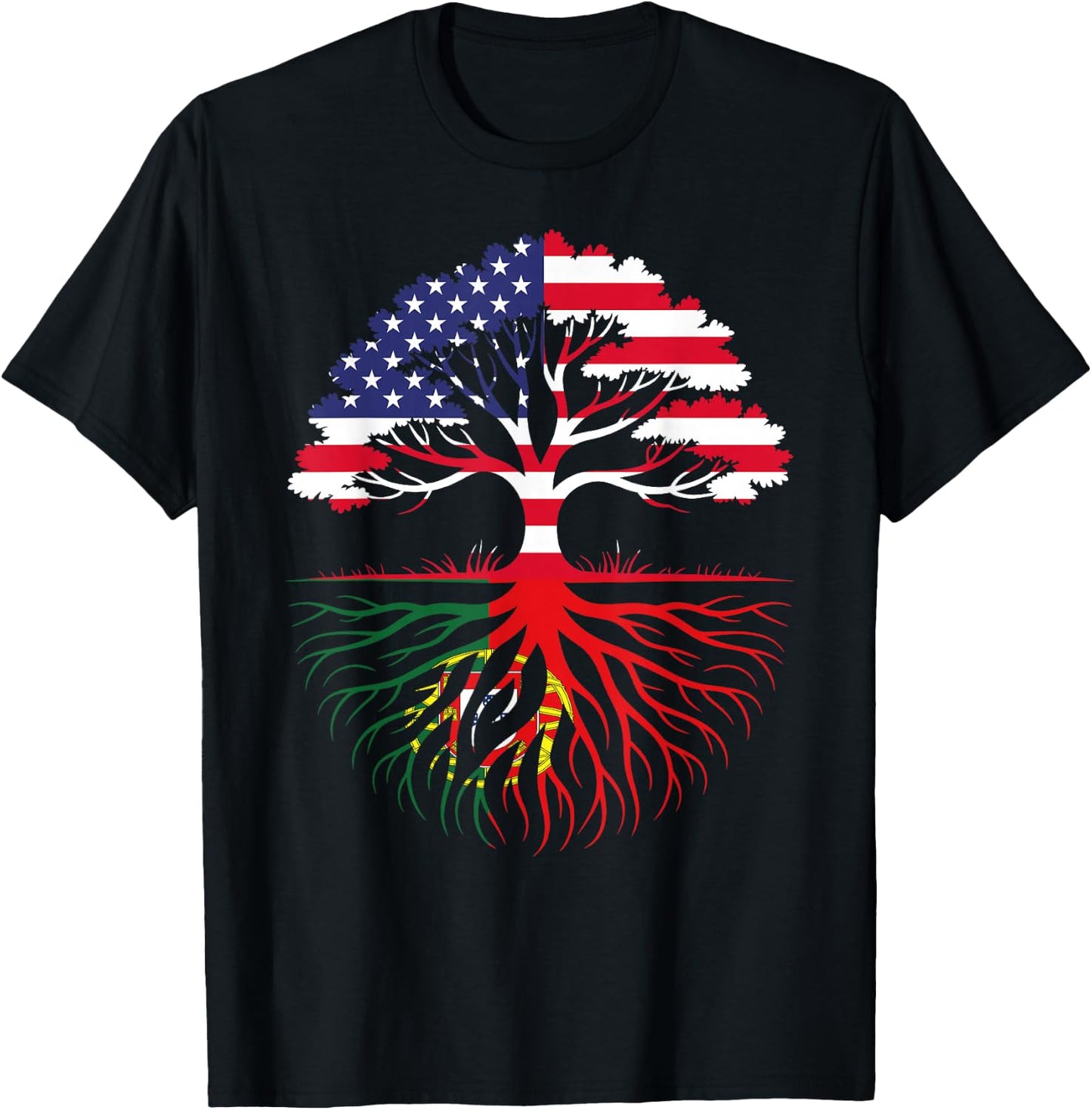American Grown Portuguese Roots Flag Heritage T-Shirt - T-Shirt | Black