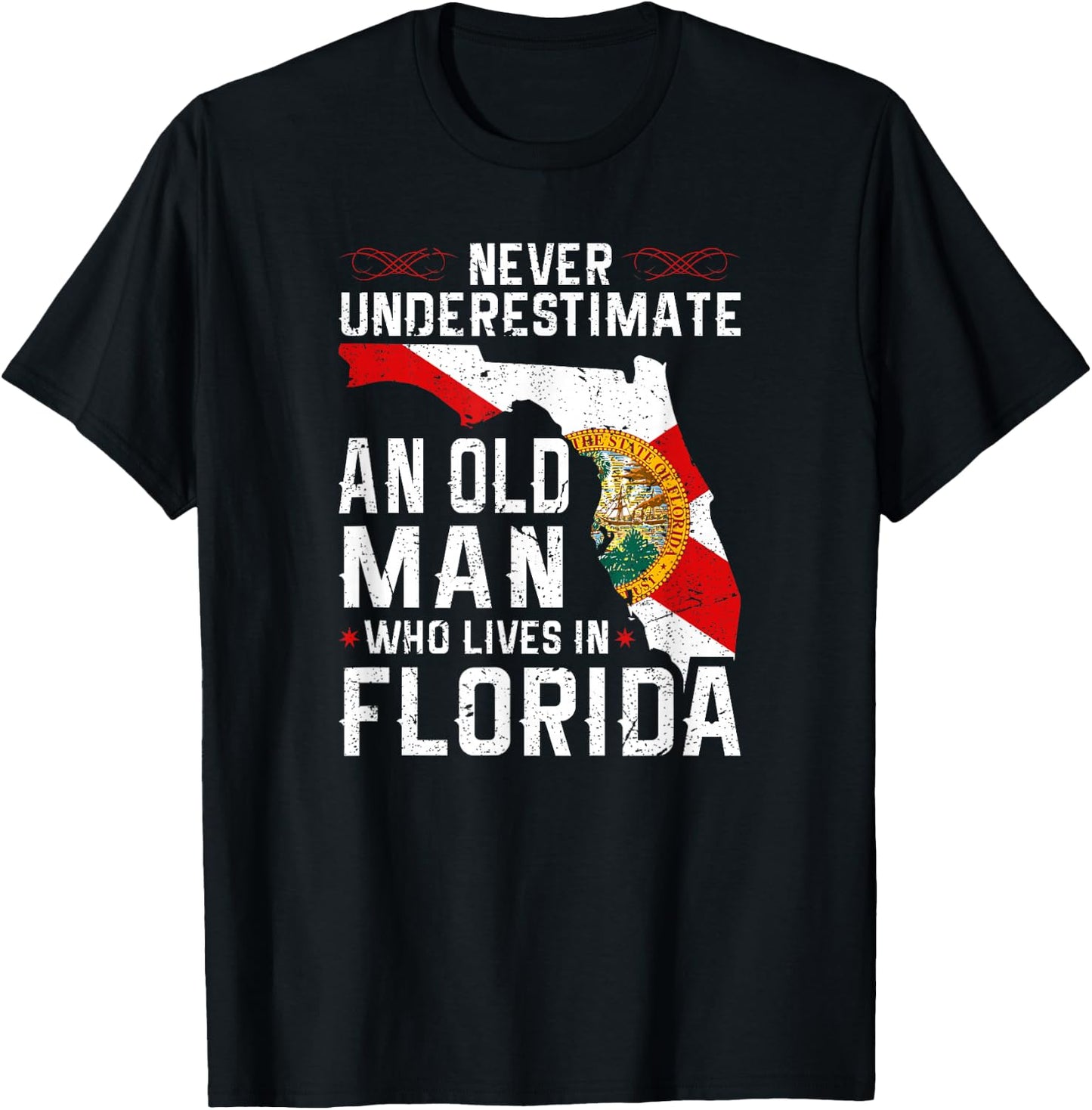 Flag Florida Home Old Man Flo Grown T-Shirt - T-Shirt | Black