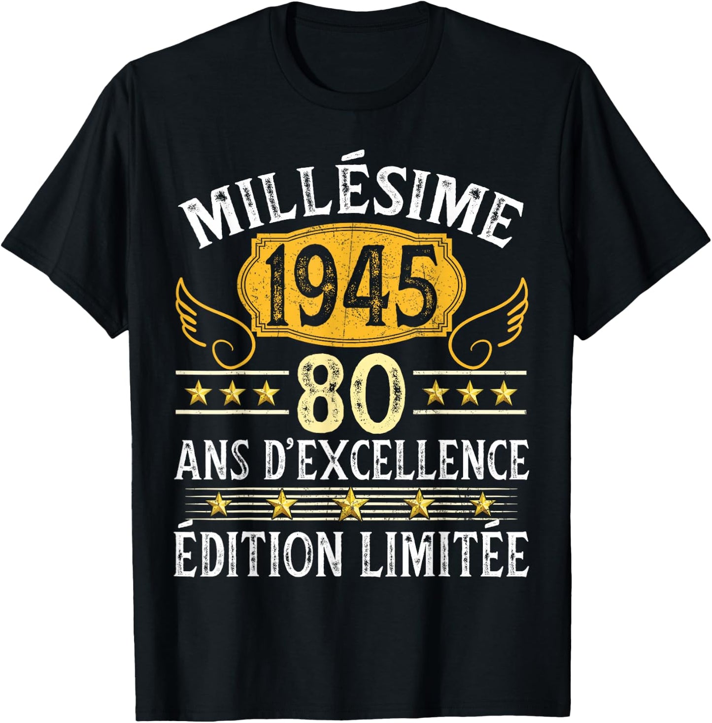 Vintage 1945 80 Years Birthday Man Woman Vintage 1945 , Black, S T-Shirt - T-Shirt | Black