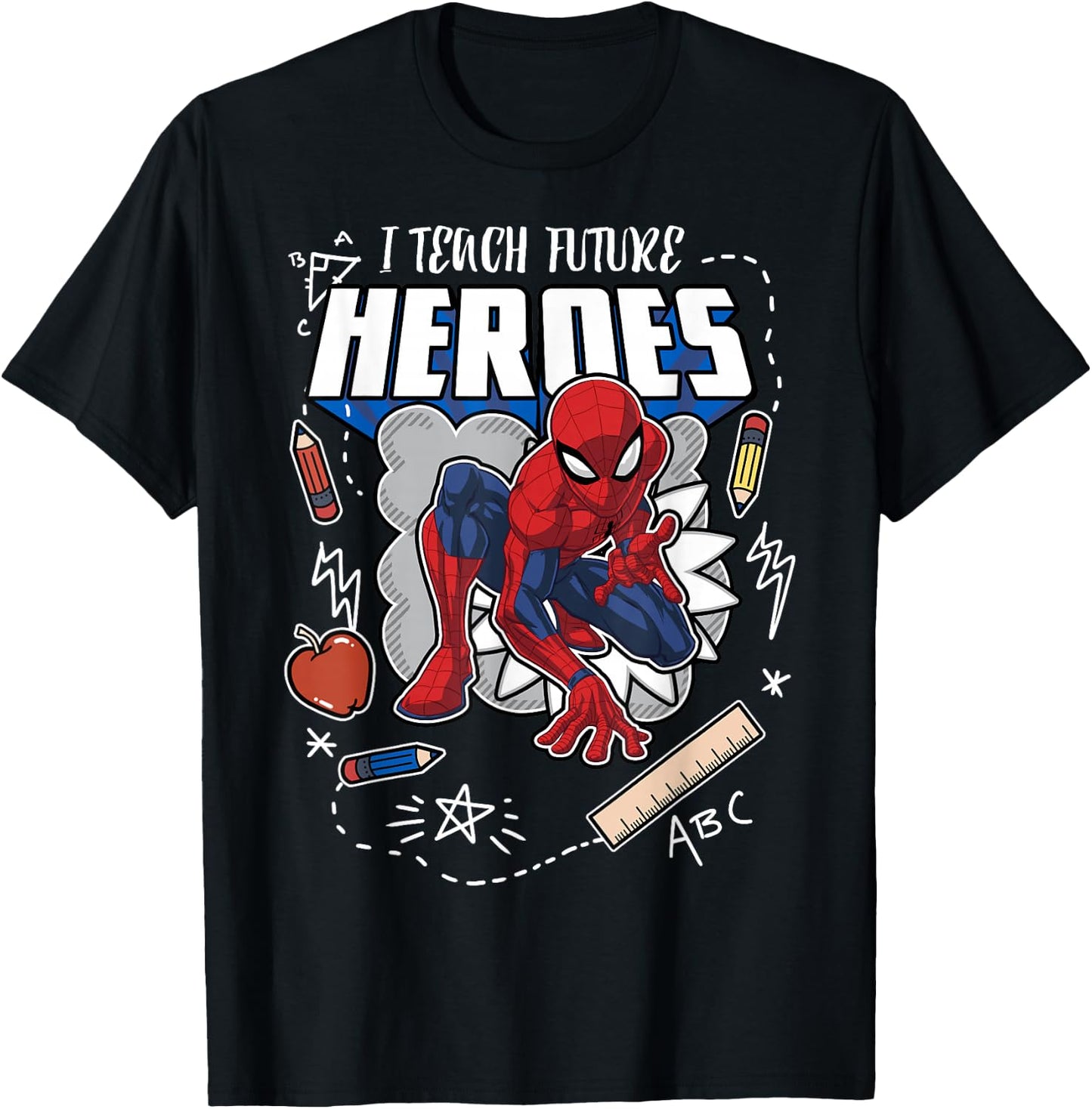 Marvel Spider-Man Classic I Teach Heroes Graphic T-Shirt - T-Shirt | Black