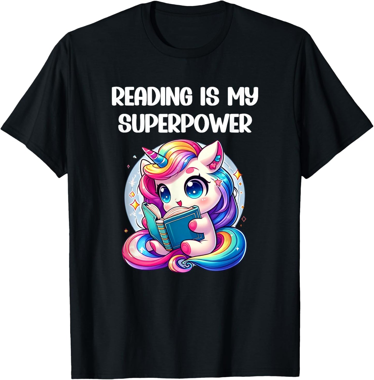 Kawaii Unicorn Reading Is My Super Power Kids T-Shirt - T-Shirt | Black
