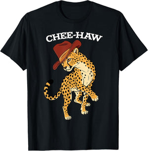 Chee-Haw Cheetah Cowboy Hat Country Lover T-Shirt - T-Shirt | Black
