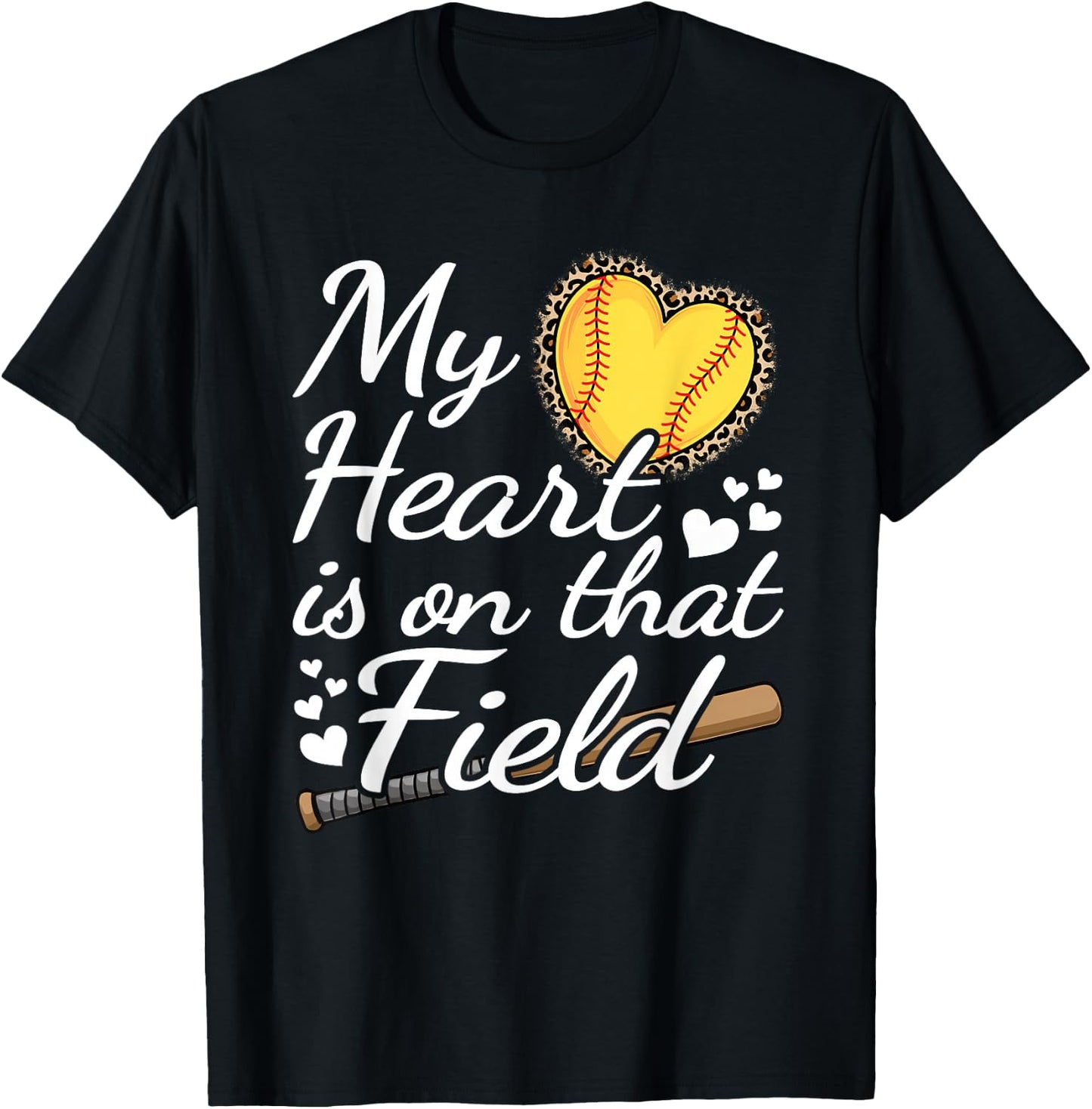 My Heart Is On That Field Cute Softball Mom Grandma Women T-Shirt - T-Shirt | Black