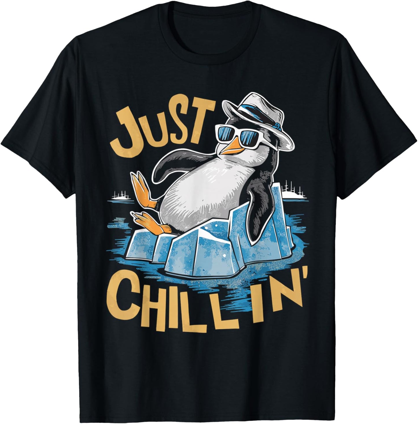 Just Chillin Penguin T-Shirt - T-Shirt | Black