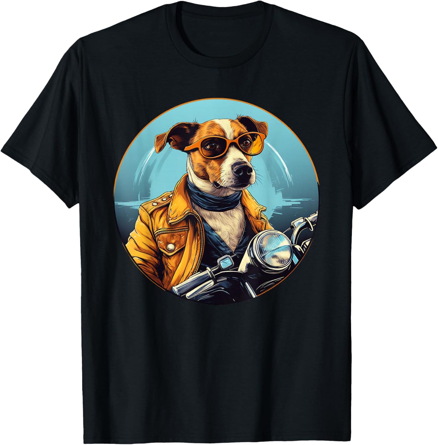 Jack Russell Terrier Biker Funny Dog Motorcycle T-Shirt - T-Shirt | Black