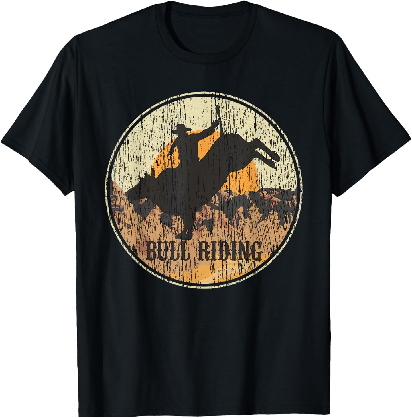 BullRiding Rodeo Western Country Gift Cowboy Vintage T-Shirt - T-Shirt | Black