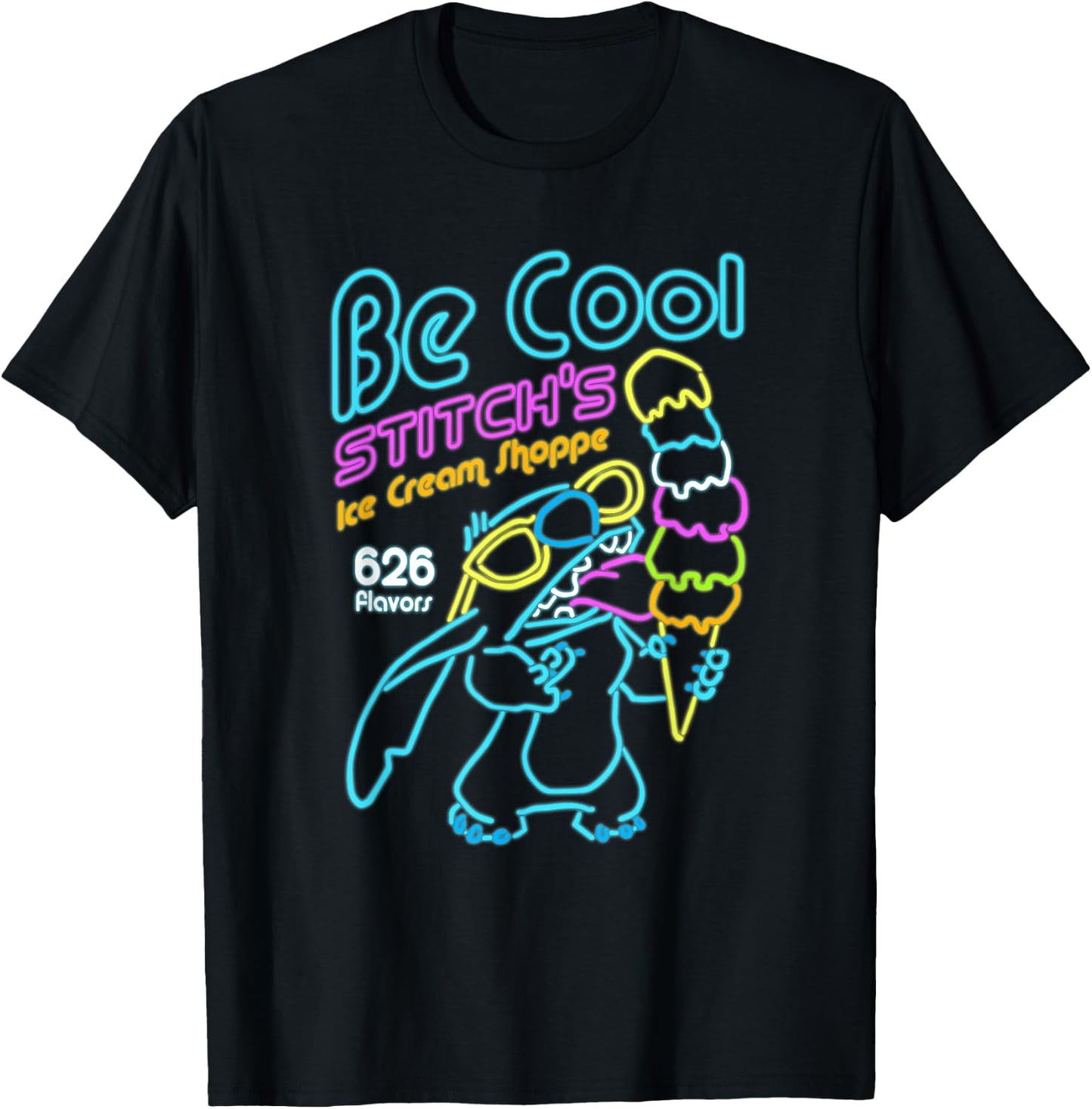 Disney Lilo & Stitch Be Cool Stitch's Ice Cream Shoppe T-Shirt - T-Shirt | Black