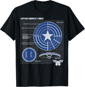 Marvel Avengers Captain America Shield Schematics T-Shirt - T-Shirt | Black