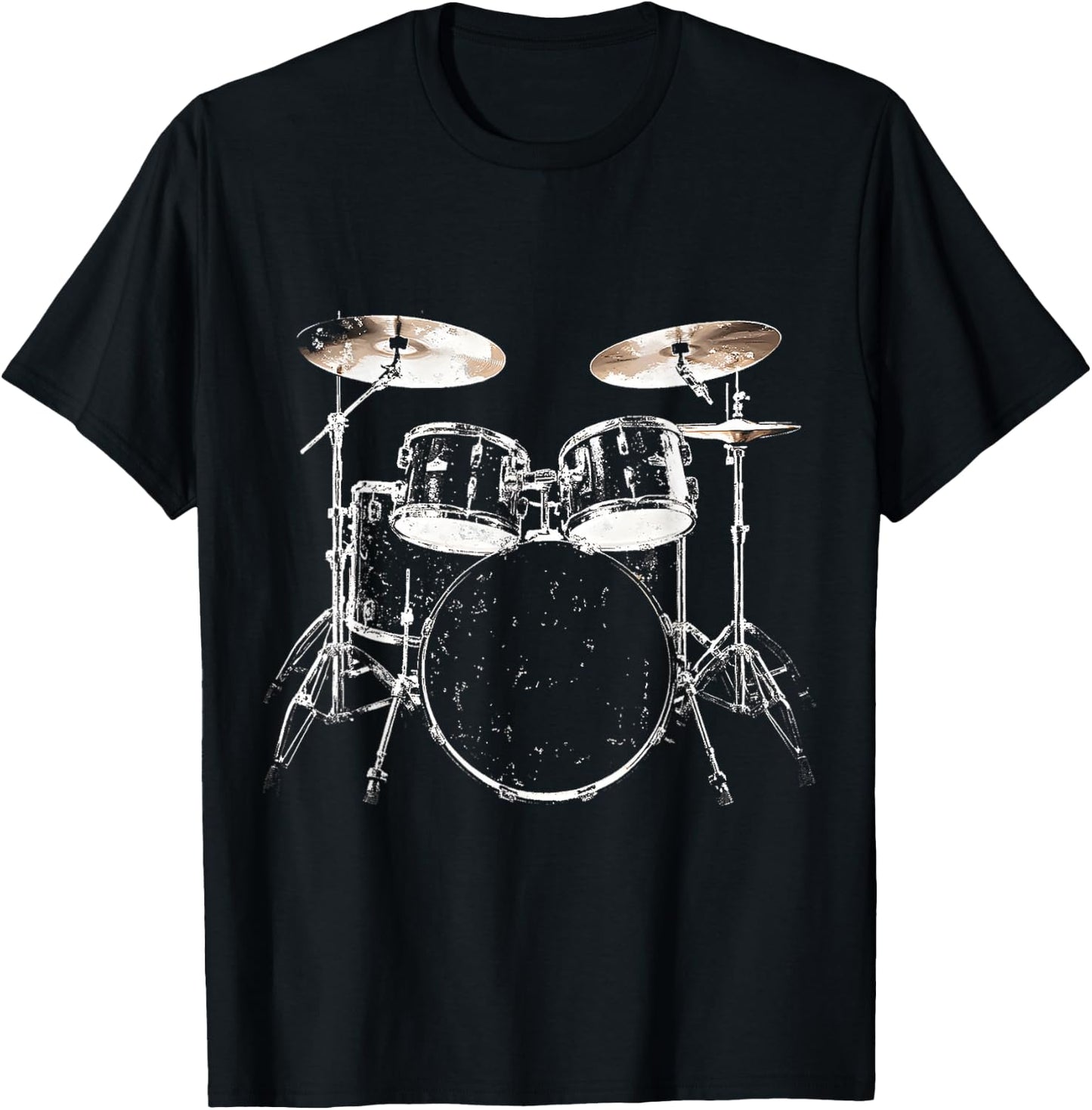 Drumset Music Instrument Motif Illustration Drumset T-Shirt - T-Shirt | Black