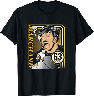 Brad Marchand: Collage Frame - Boston Hockey T-Shirt - T-Shirt | Black