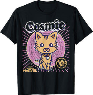 Marvel Captain Marvel Cartoon Goose Cosmic Line Art T-Shirt - T-Shirt | Black