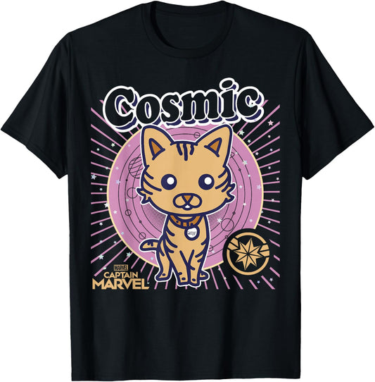 Marvel Captain Marvel Cartoon Goose Cosmic Line Art T-Shirt - T-Shirt | Black