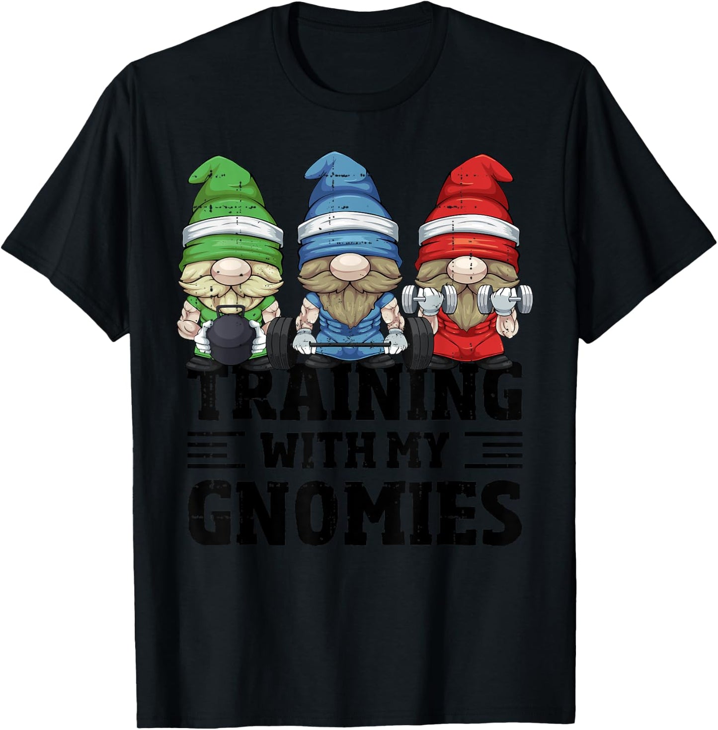 Training With My Gnomies For Workout Gym Gnomes T-Shirt - T-Shirt | Black