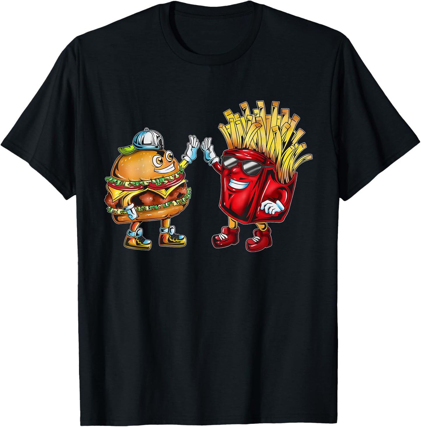 Freunde Pommes Fastfood Hamburger Kids Erwachsene Burger T-Shirt - T-Shirt | Black