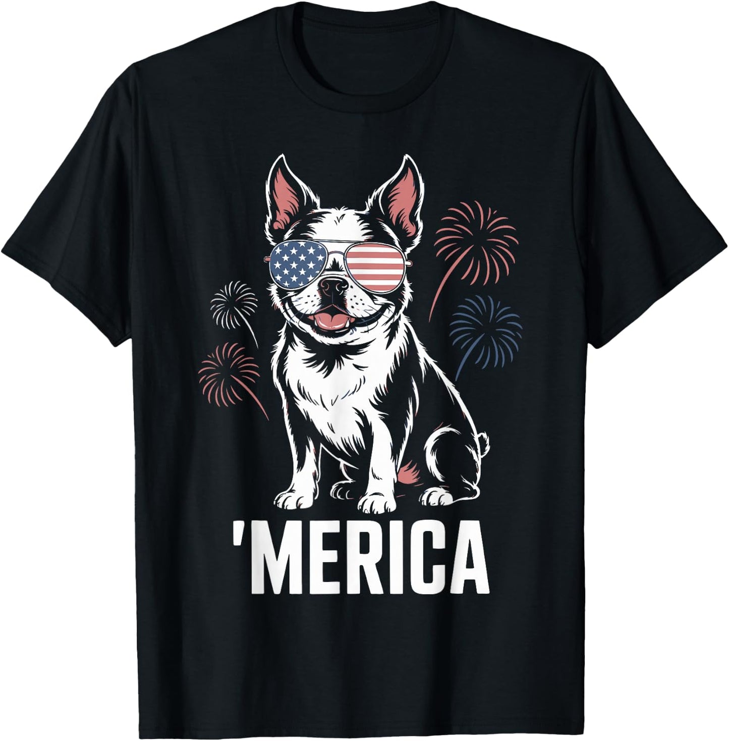 Boston Terrier 4th of July ‘Merica Patriotic T-Shirt - T-Shirt | Black