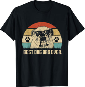 Vintage Best English Bulldog DAD Ever shirt Fathers Day Gift Men T-Shirt - T-Shirt | Black