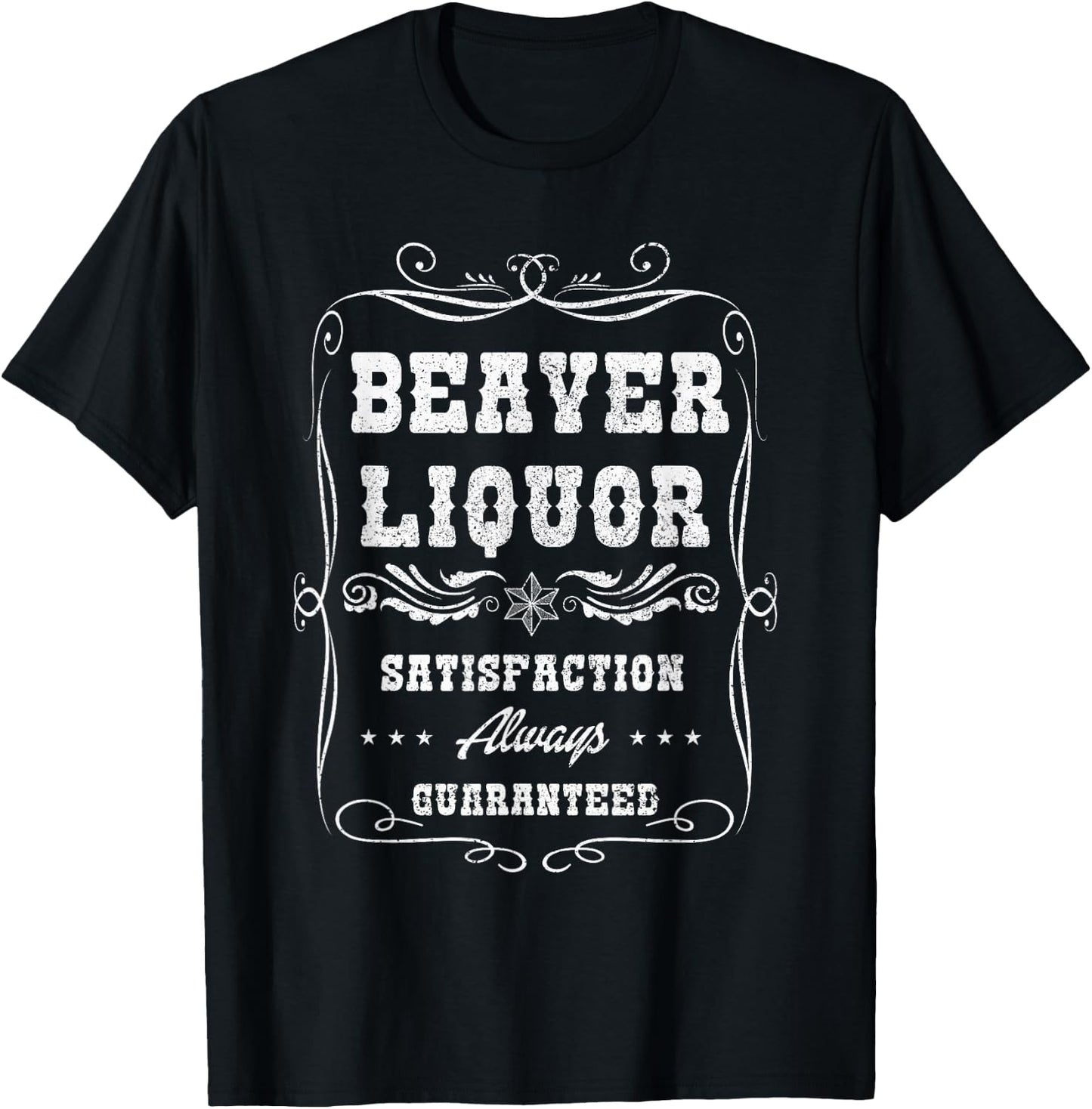 Funny Beaver Liquor Beaver Liqueur Adult Drinking Humor Pun T-Shirt - T-Shirt | Black