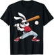 Easter Day Rabbit Playing Baseball Boys Kids Bunny T-Shirt - T-Shirt | Black