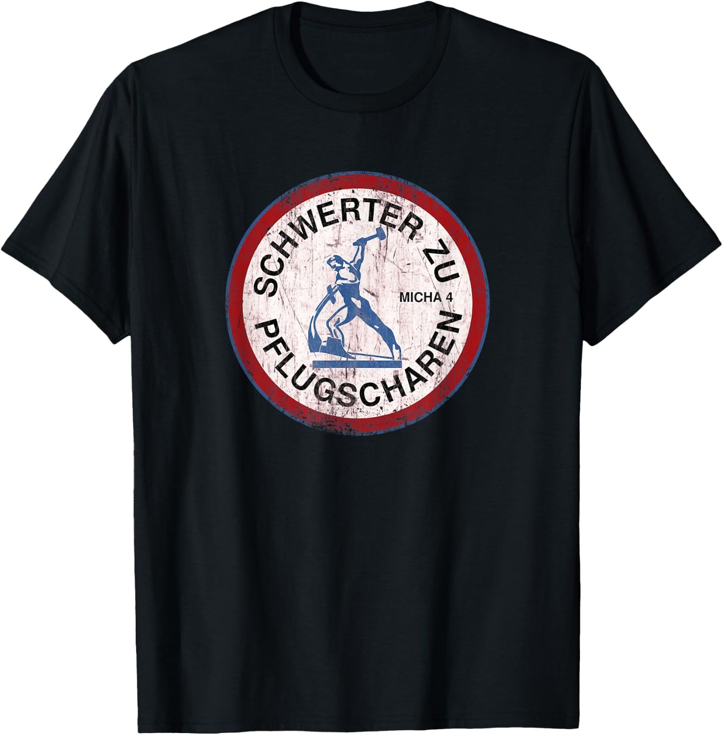 Swords to Plowshares Peace Disarmament Micha 4 , black T-Shirt - T-Shirt | Black
