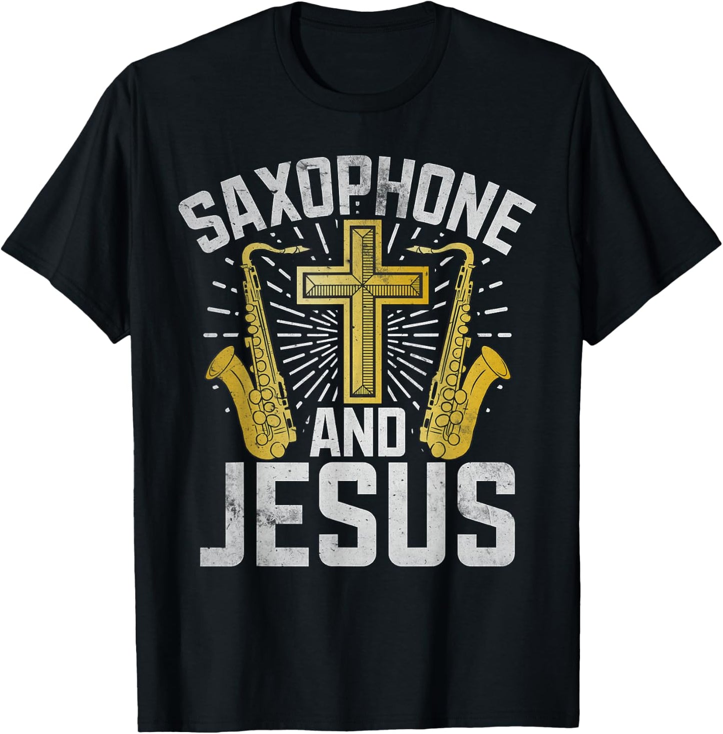 Saxophone and Jesus Saxophone T-Shirt - T-Shirt | Black