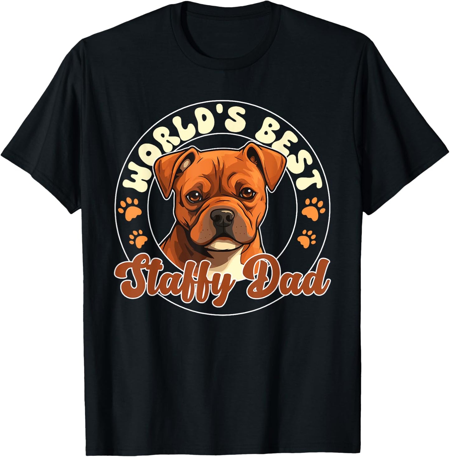 Staffordshire Bull Terrier Groovy World's Best Staffy Dad T-Shirt - T-Shirt | Black