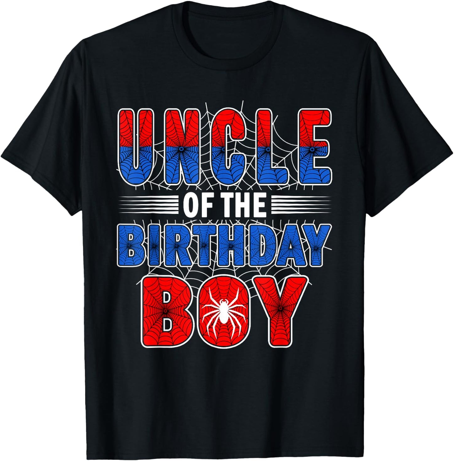 Uncle of The Birthday Boy Spider Web Birthday Party T-Shirt - T-Shirt | Black