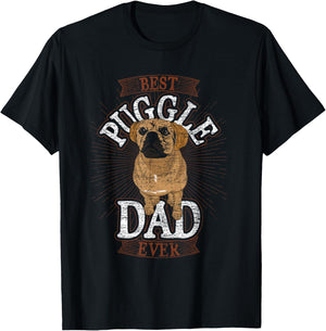 Animal Puggle Dad Dog Dad Fathers Day Dog Lover Pet Puggle Men Women Kids T-Shirt - T-Shirt | Black