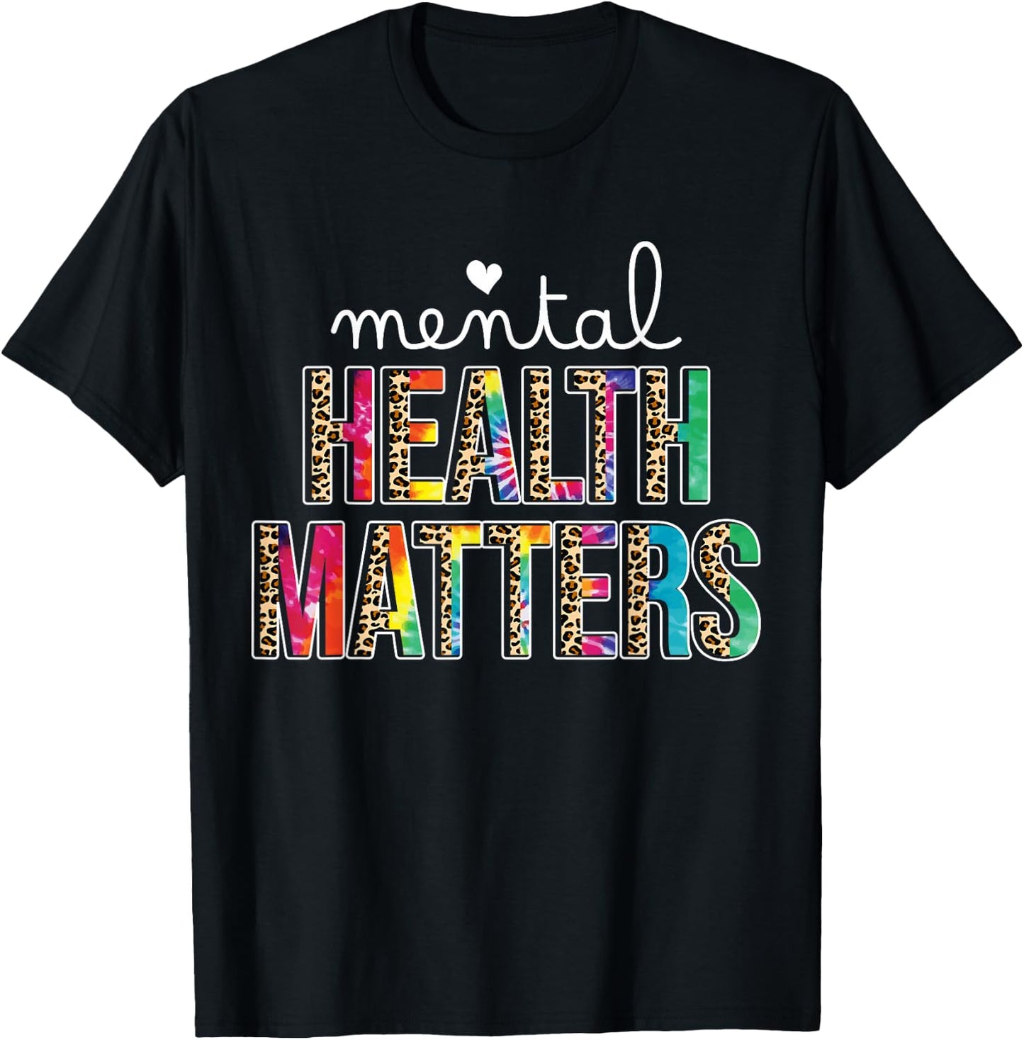Mental Health Matters Leopard Human Brain Illness Awareness T-Shirt - T-Shirt | Black