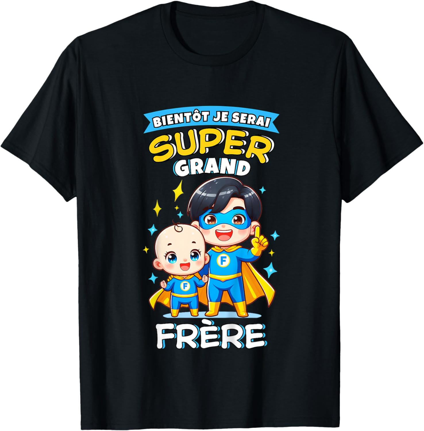 Child Future Big Brother Announcement Pregnancy Big Brother Super Hero , Blue, 2 T-Shirt - T-Shirt | Black
