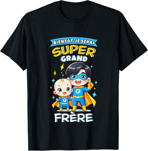 Child Future Big Brother Announcement Pregnancy Big Brother Super Hero , Blue, 2 T-Shirt - T-Shirt | Black