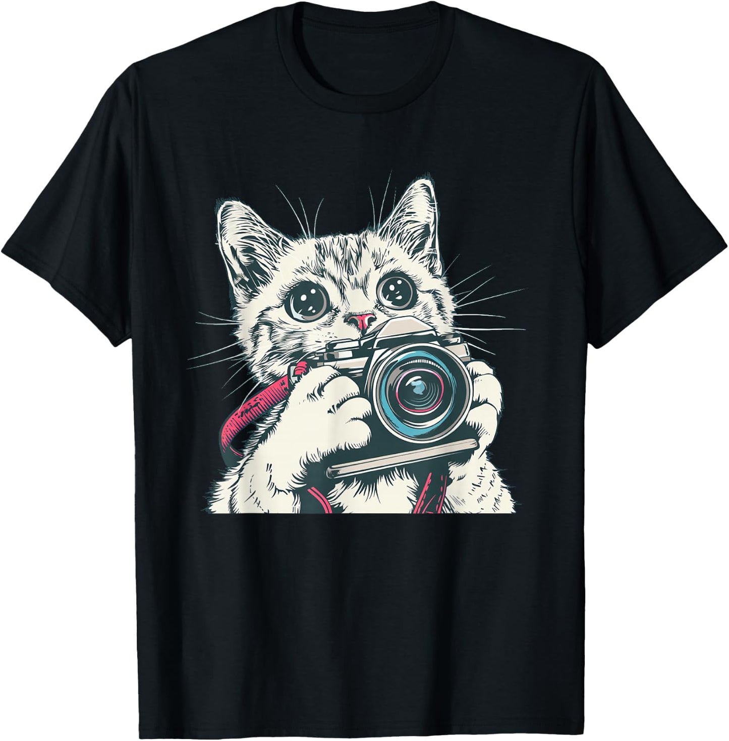 Awesome Camera Cat for traveling and taking Photos Lovers T-Shirt - T-Shirt | Black