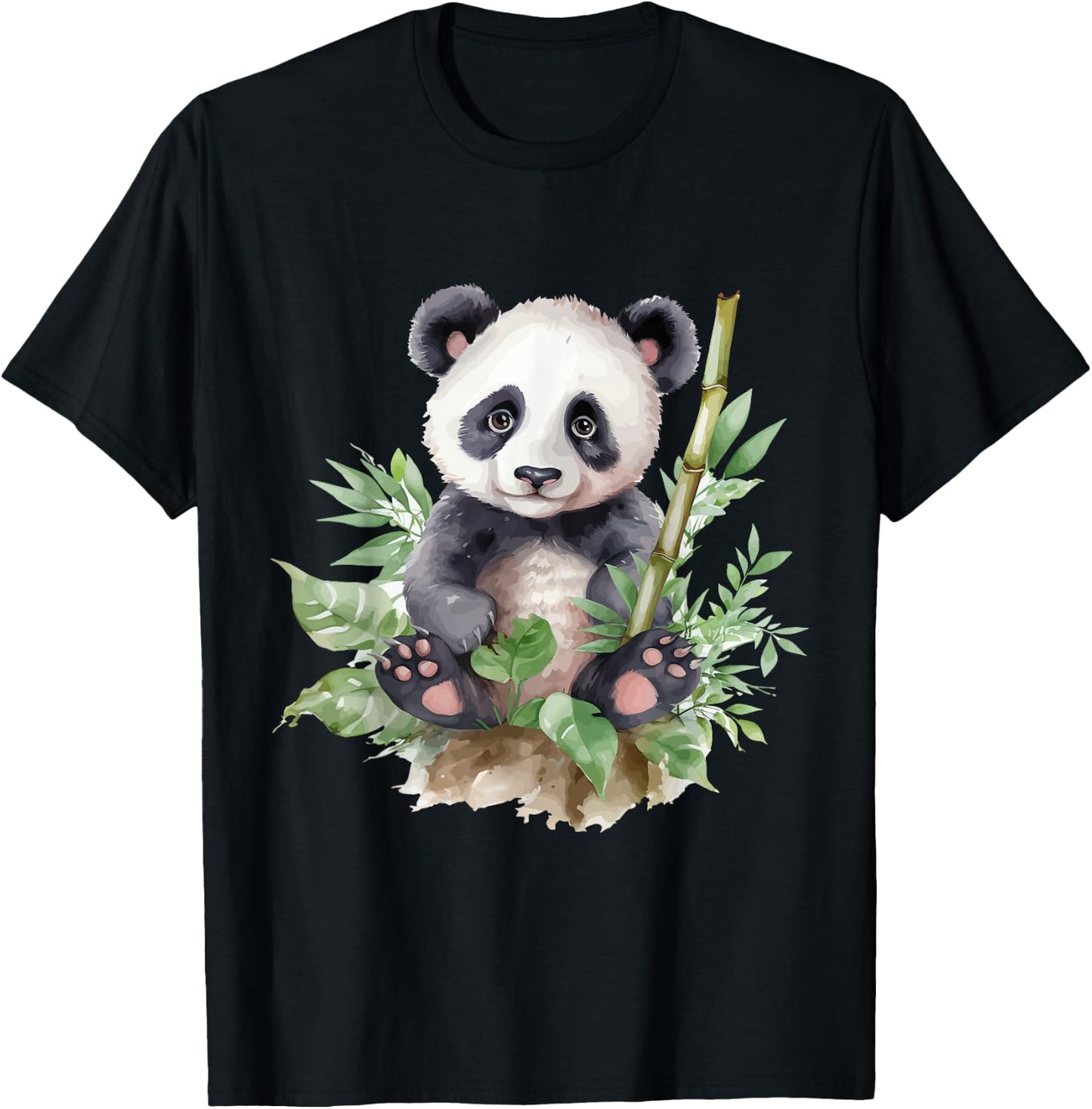 Watercolor Panda T-Shirt - T-Shirt | Black
