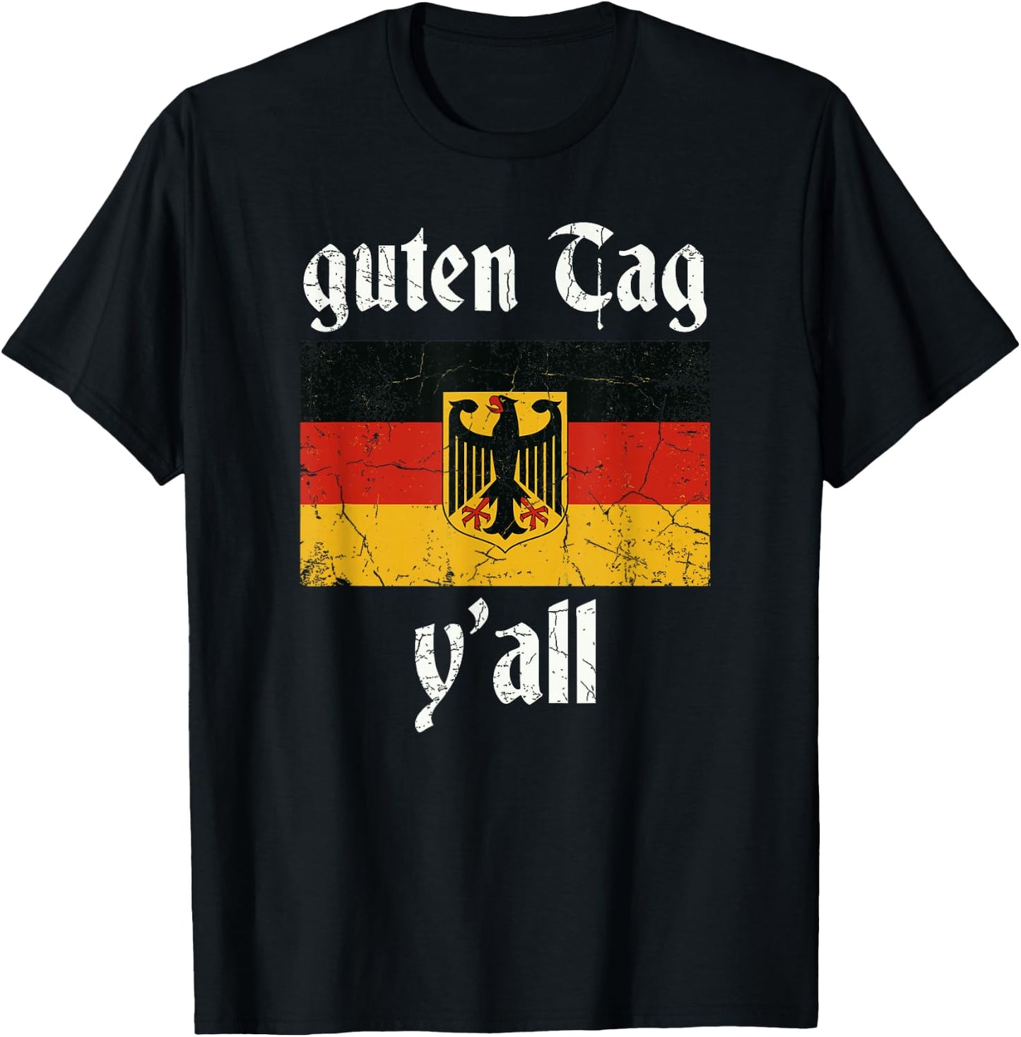Oktoberfest Germany Festival Vintage Flag Guten Tag Ya'll T-Shirt - T-Shirt | Black