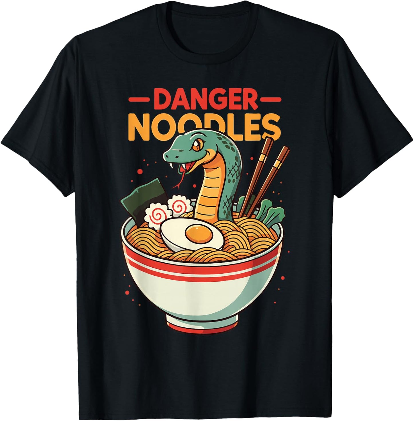 Danger Noodles Snake Ramen Funny Reptile Lover T-Shirt - T-Shirt | Black