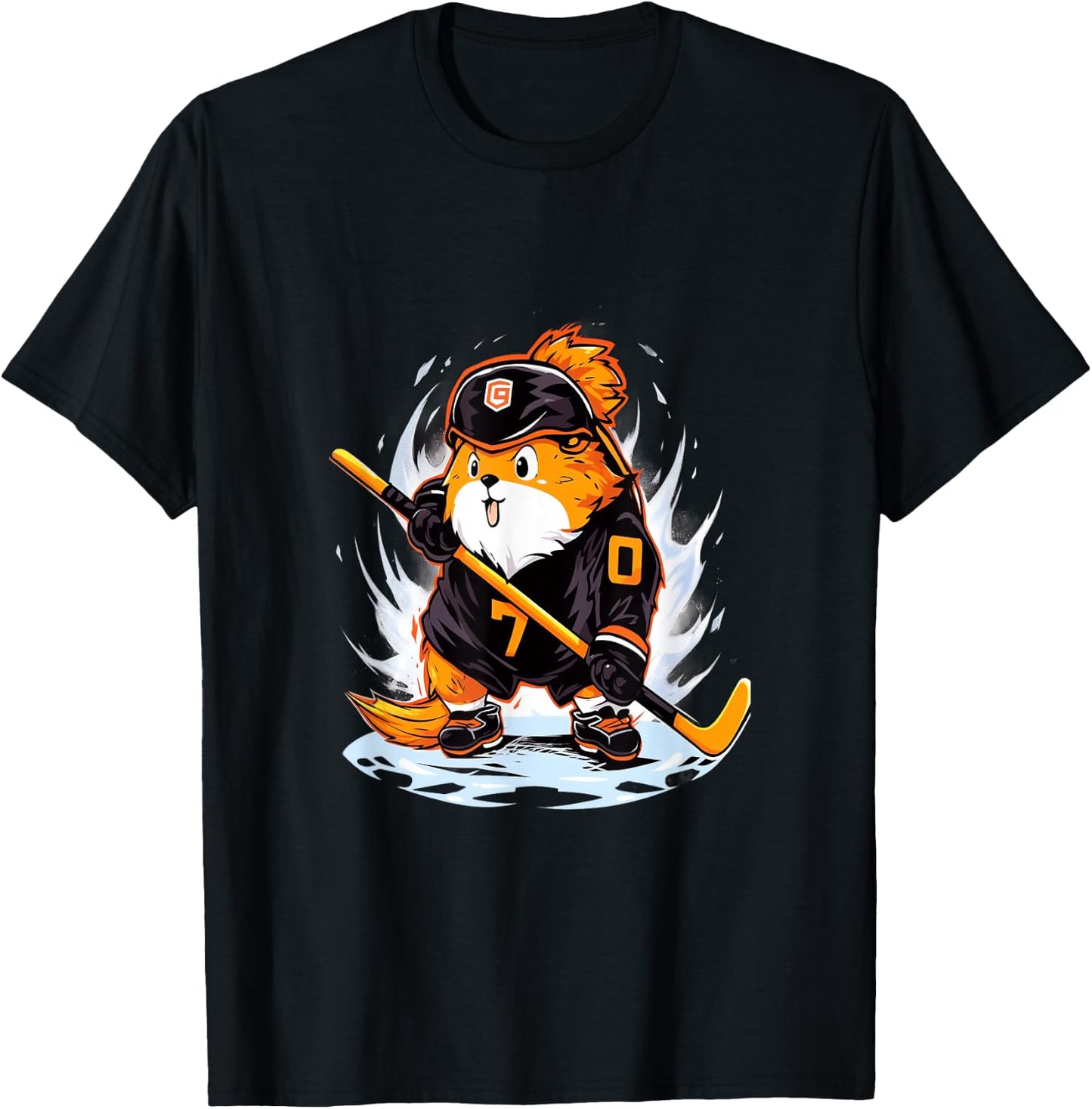 Guinea Pig Ice Hockey Player Hockey Stick Goalie T-Shirt - T-Shirt | Black