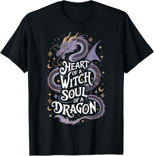Heart Of A Witch Soul Of A Dragon T-Shirt - T-Shirt | Black