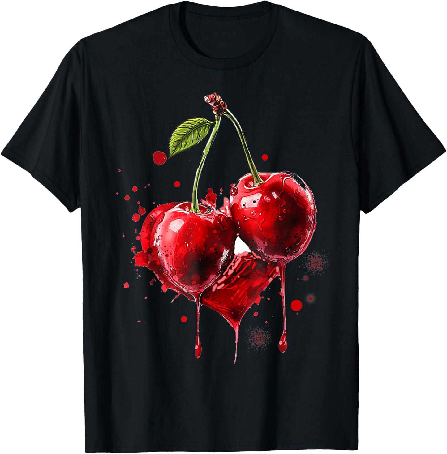 Kirschen Herzschlag Cherry Kirsche Frucht EKG Puls T-Shirt - T-Shirt | Black