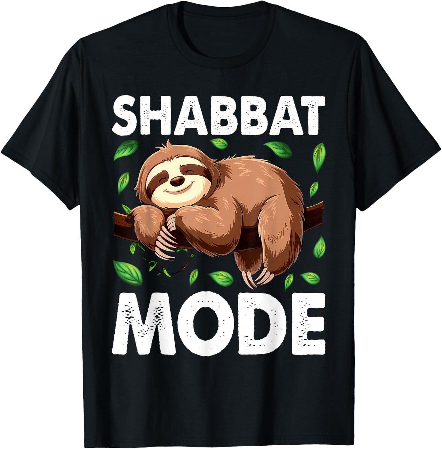 Shabbat Mode Sleepy Sloth shabbat Shalom Jewish Sabbath T-Shirt - T-Shirt | Black