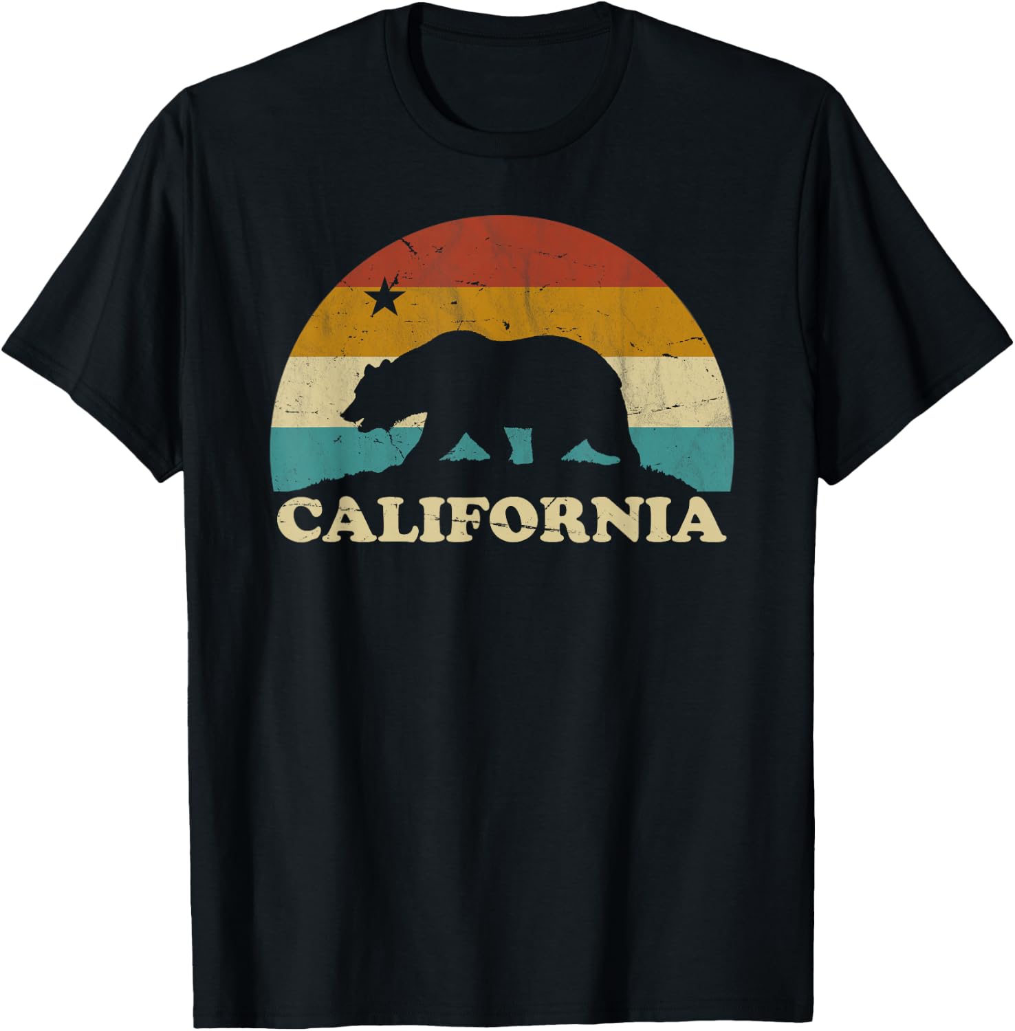 Flagge Kalifornien Retro Vintage Bär 70er Jahre T-Shirt - T-Shirt | Black