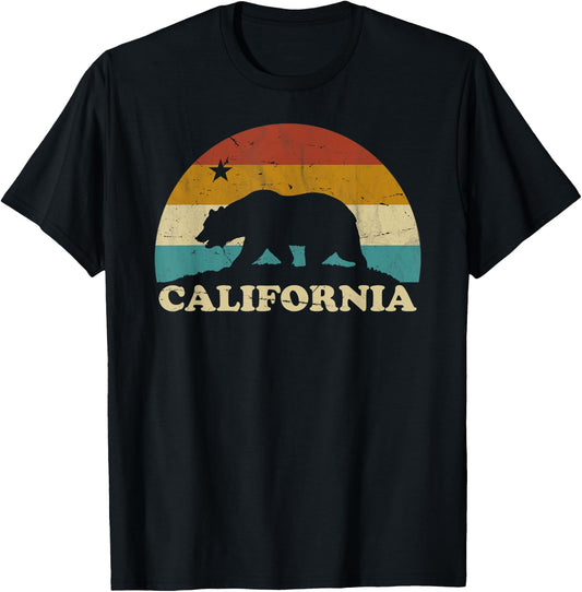 Flagge Kalifornien Retro Vintage Bär 70er Jahre T-Shirt - T-Shirt | Black