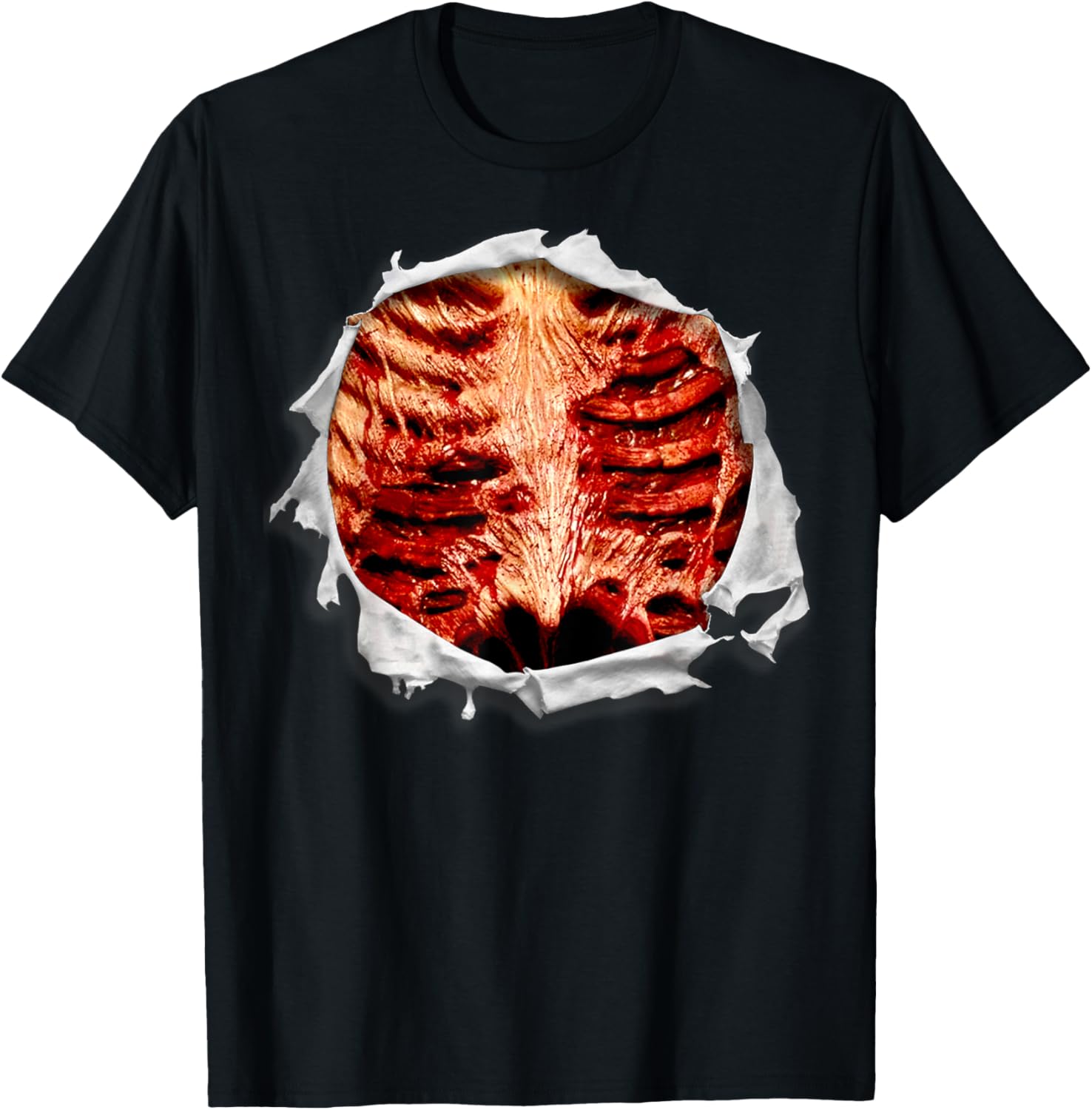 Halloween Costume Zombie Chest Ripped T Shirt T-Shirt - T-Shirt | Black