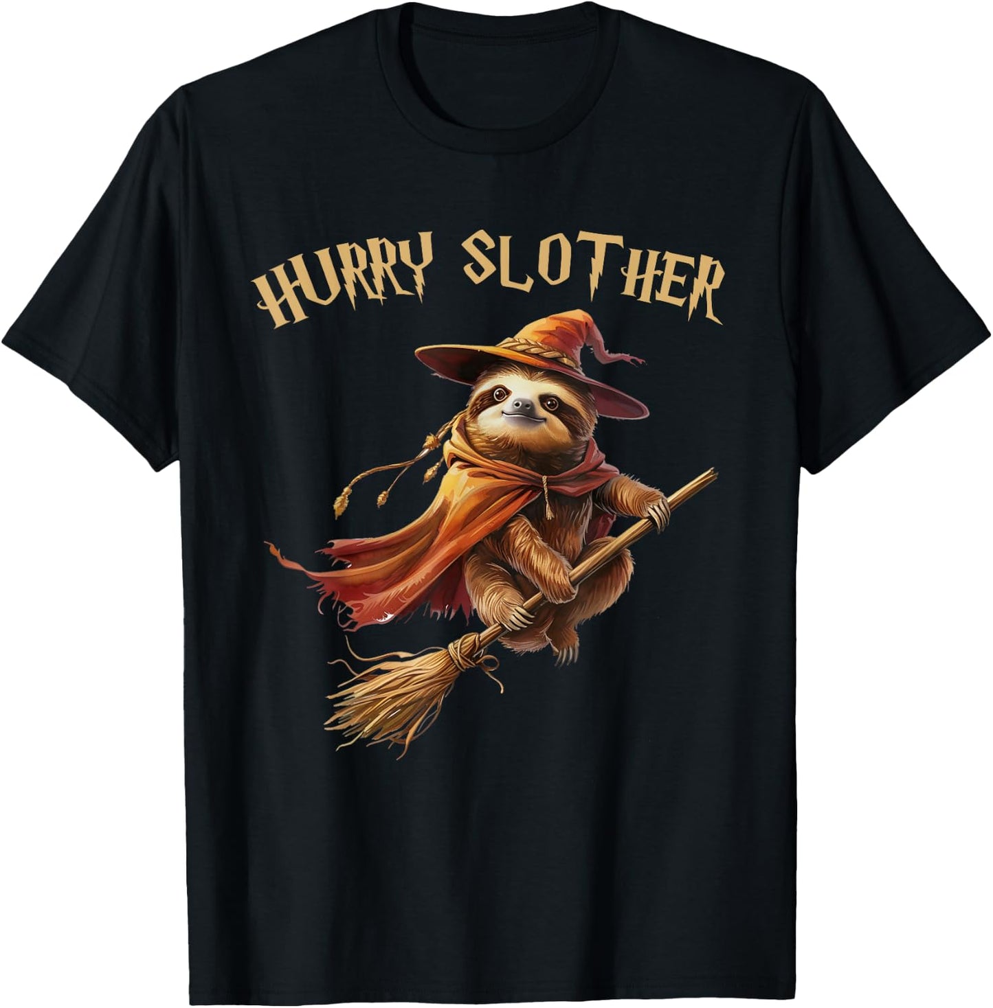 Hurry Slother Parody Sloth Witch Sorcerer and Wizard T-Shirt - T-Shirt | Black