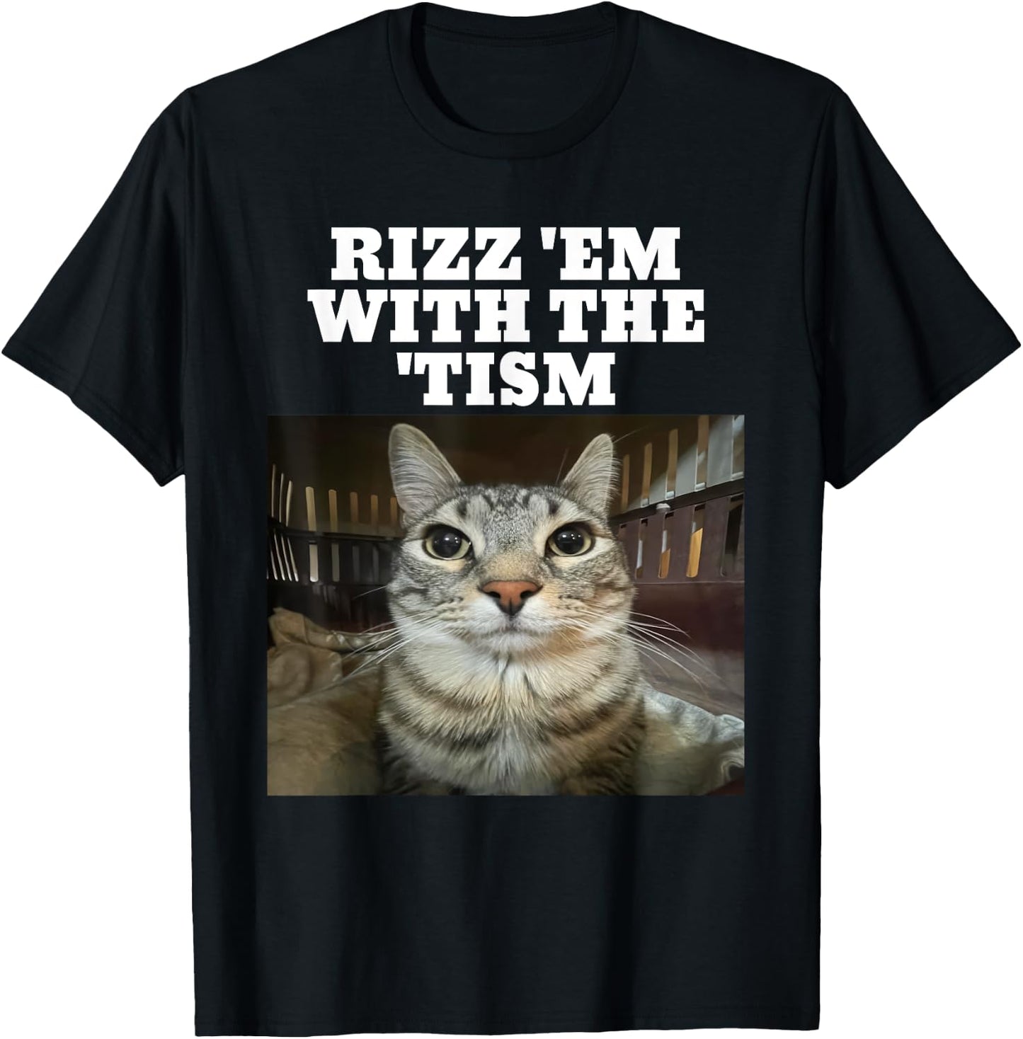 Rizz Em With The Tism Meme Autistic Cat Rizz Women Kids T-Shirt - T-Shirt | Black