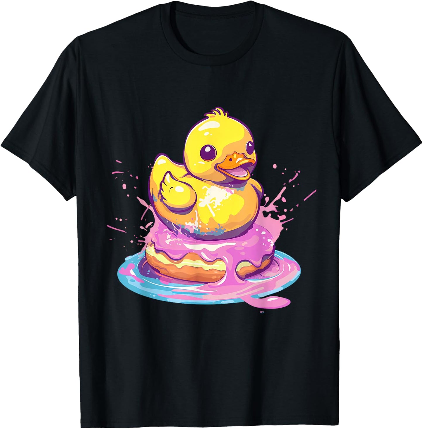 Rubber Duck Rubber Duckie Duck Lover Donut Rubber Duckling T-Shirt - T-Shirt | Black