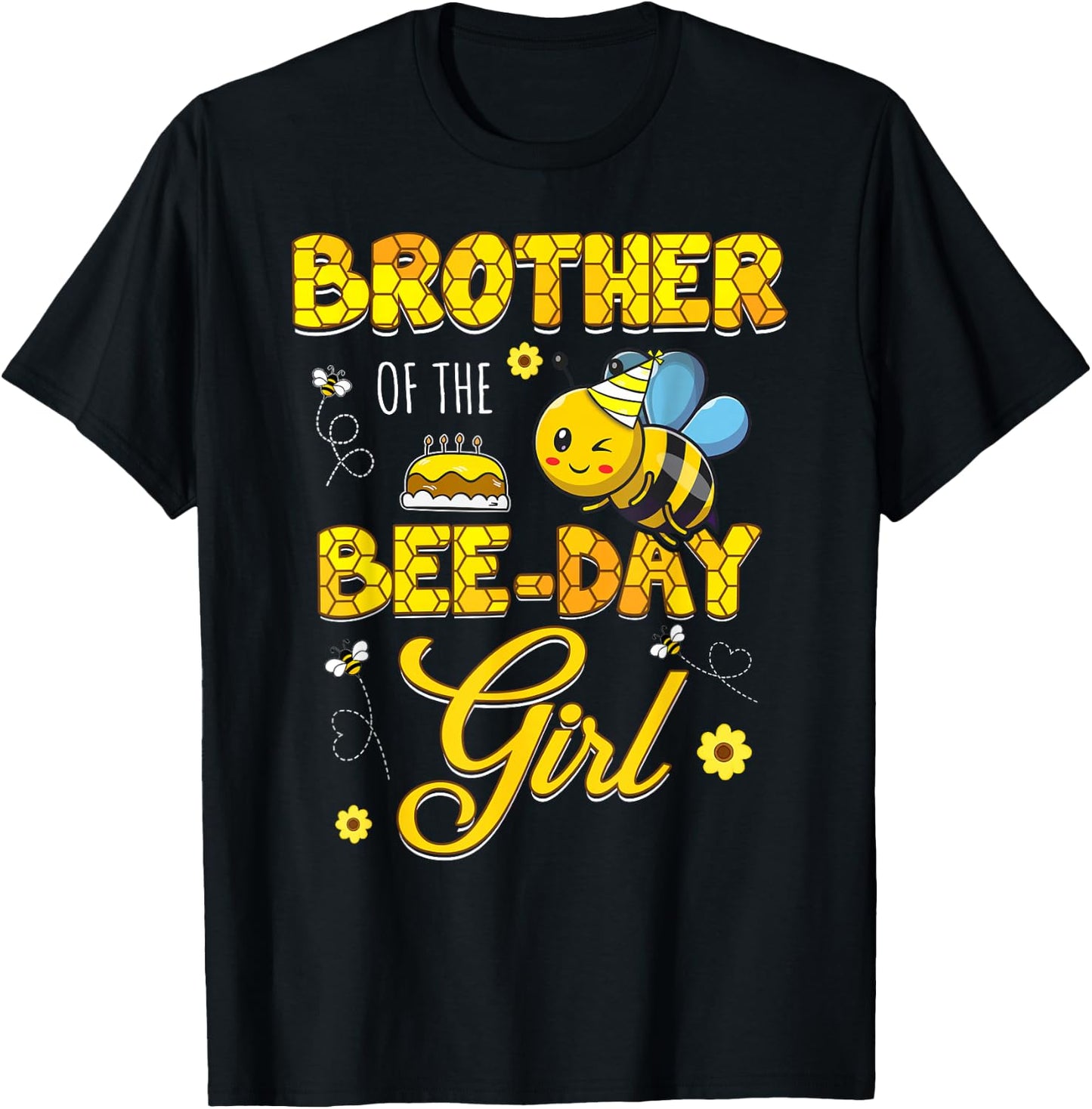 Brother Of The Bee-Day Girl Hive Birthday Party Matching T-Shirt - T-Shirt | Black