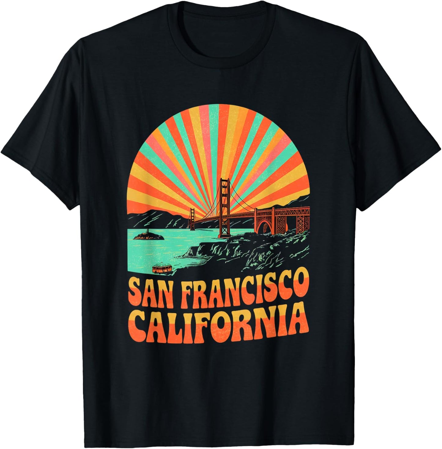 Retro San Francisco California California Sunset Souvenir T-Shirt - T-Shirt | Black